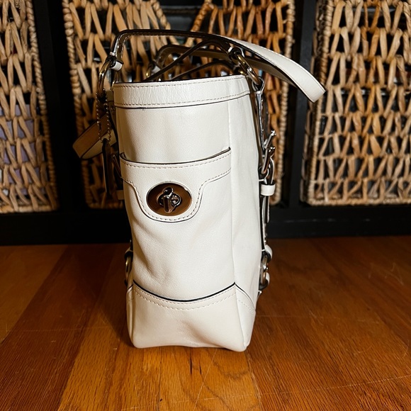 Coach Ivory/Bone Leather Shoulder Bag - Picture 5 of 7